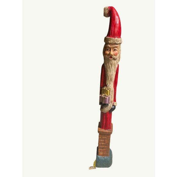 Thin 10 Inch Santa Claus in Chimney Christmas Decoration - Picture 8 of 8